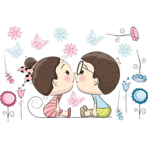 Kislány és kisfiú szemben ülnek falmatrica | 18 db-os szett | 70 cm x 45 cm-től Kislány és kisfiú szemben ülnek falmatrica | 18 db-os szett | 70 cm x 45 cm-től