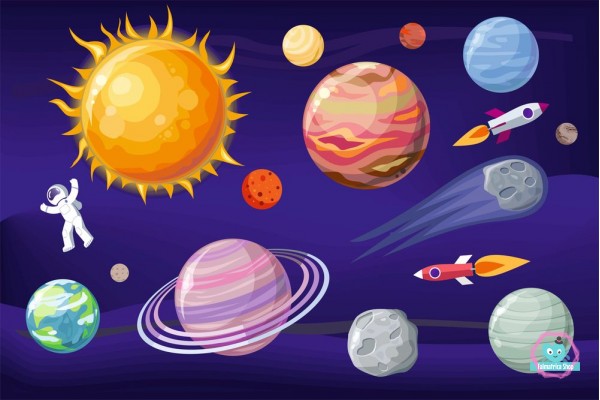 Naprendszer, bolygós falmatrica szett  |  16 db-os szett | 70 cm x 45 cm-től