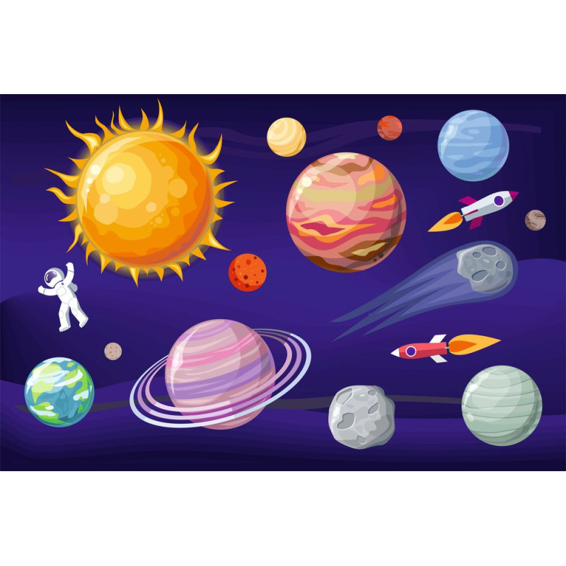 Naprendszer, bolygós falmatrica szett | 16 db-os szett | 70 cm x 45 cm-től