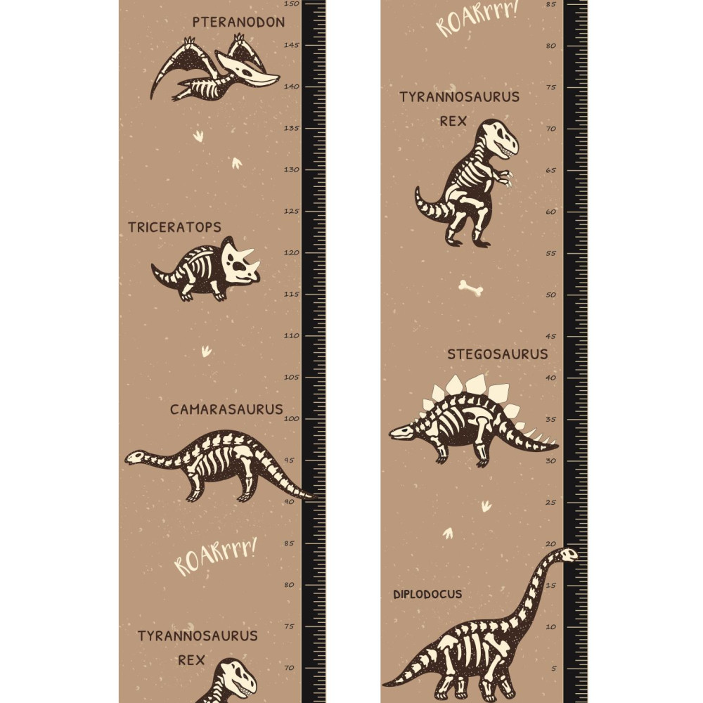 Dinoszaurusz csontváz prémium magasságmérős matrica | 25 cm x 150 cm
