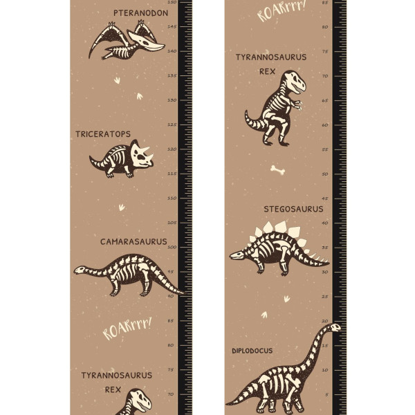 Dinoszaurusz csontváz prémium magasságmérős matrica, foszforeszkálós | 25 cm x 150 cm