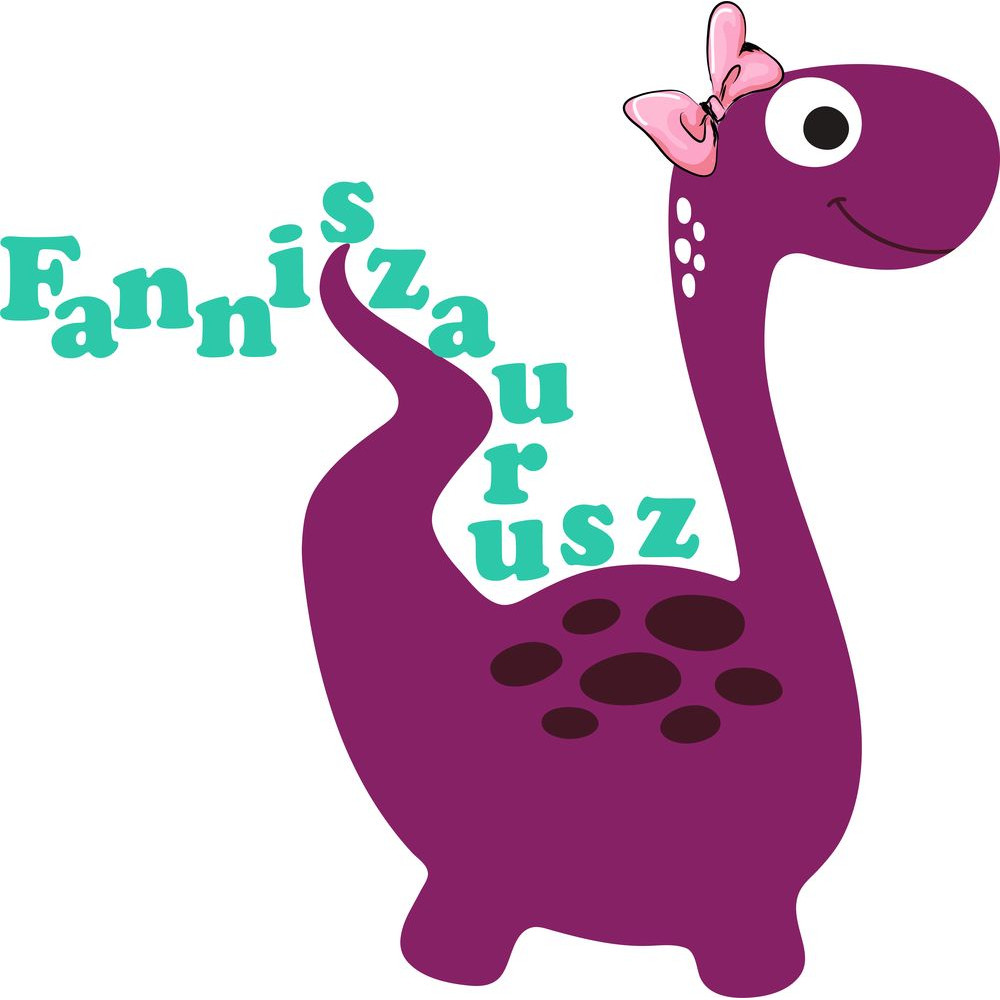 Dinoszaurusz, brachioszaurusz névre szóló falmatrica, lány, óriás