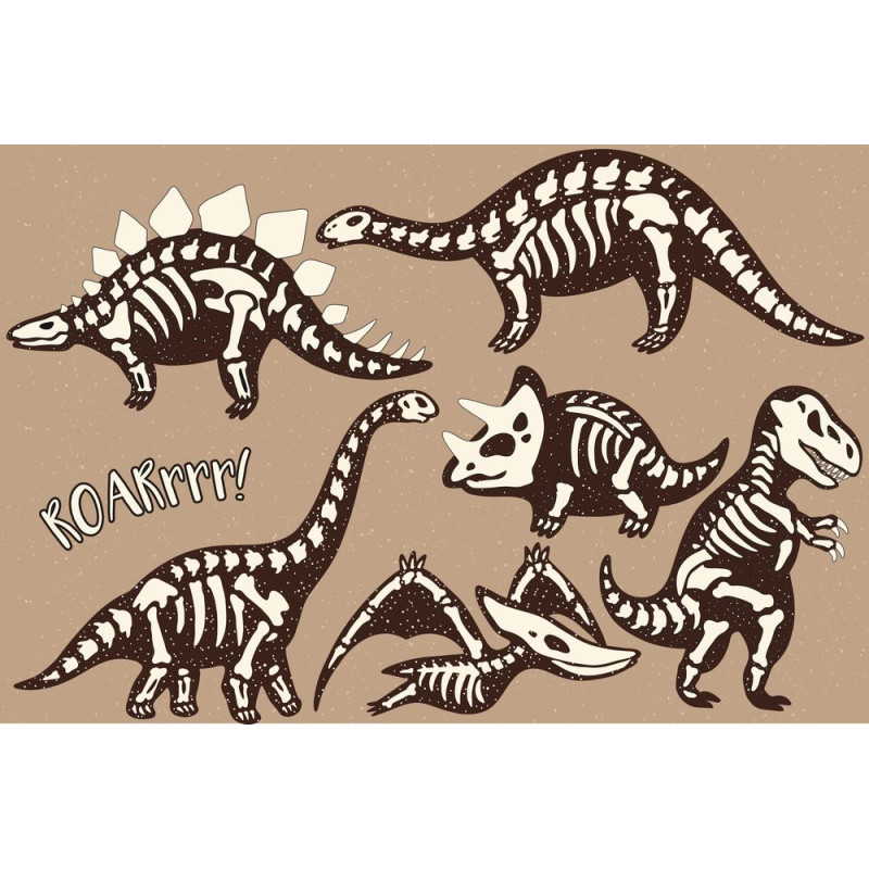 Dínós foszforeszkálós faldekoráció | 7 db-os szett | 90 cm x 60 cm-től