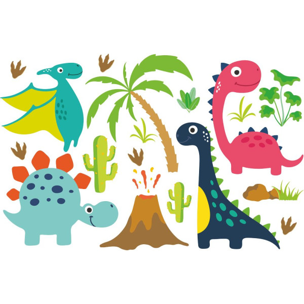 Dinoszauruszos falmatrica szett | 18 db-os szett | 70 cm x 45 cm-től Dinoszauruszos falmatrica szett | 18 db-os szett | 70 cm x 45 cm-től