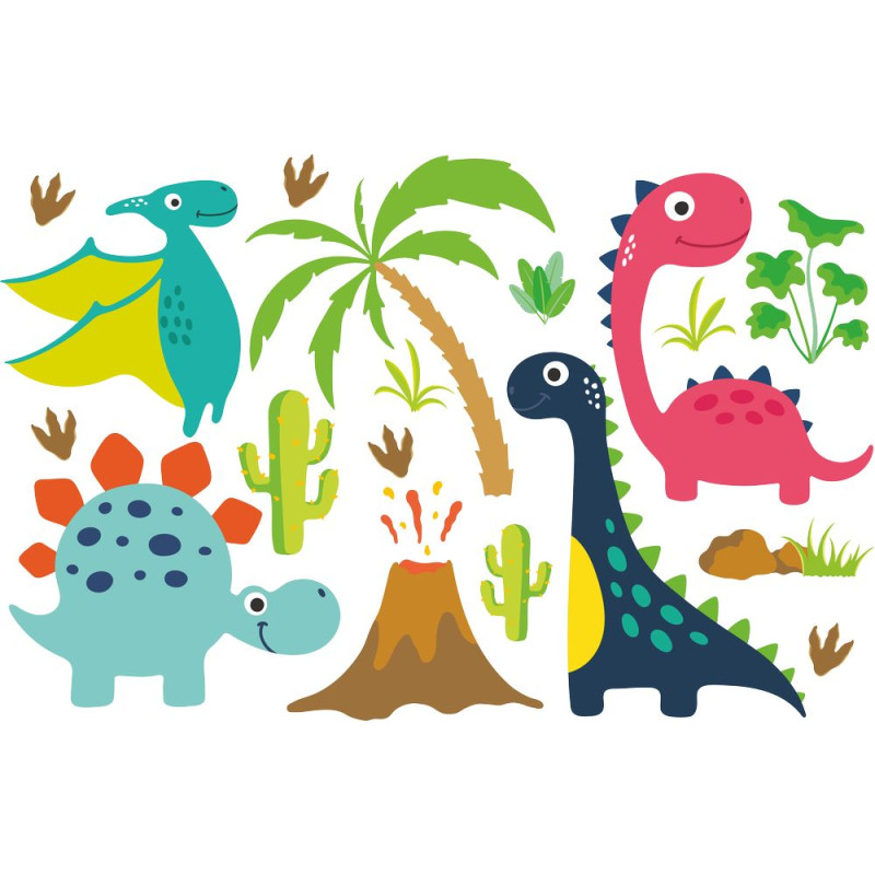 Dinoszauruszos falmatrica szett | 18 db-os szett | 70 cm x 45 cm-től