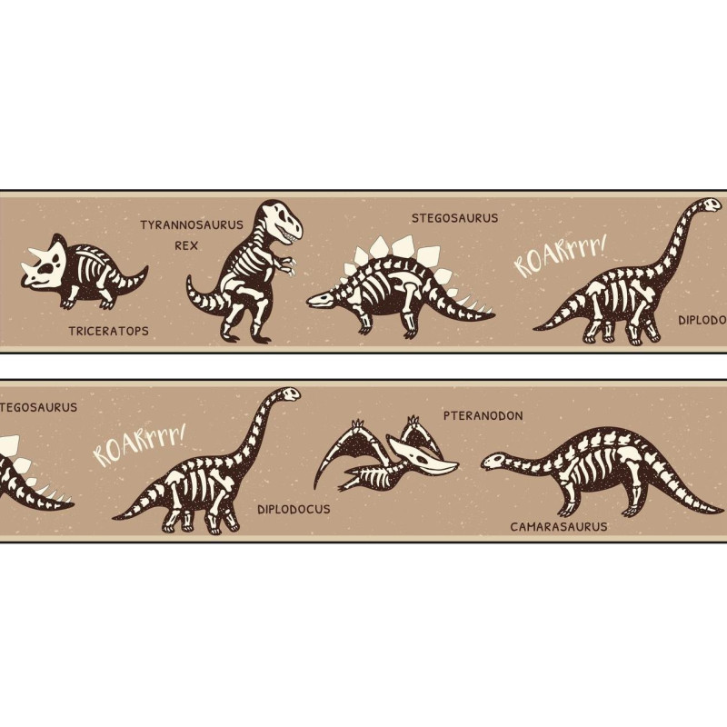 Dinoszaurusz csontváz, foszforeszkálós öntapadós bordűr | 500 cm x 14 cm