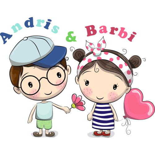 Fiú és lány testvérek névre szóló falmatrica, óriás