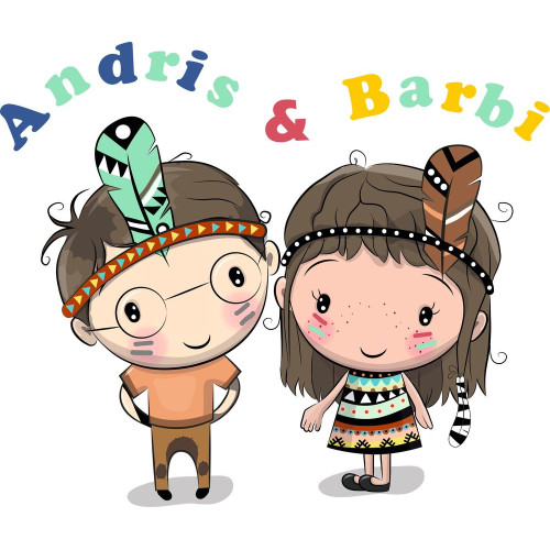 Indián fiú és lány testvérek névre szóló falmatrica, óriás