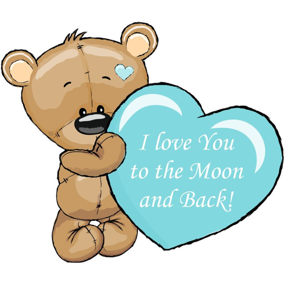 I Love You to the Moon and back falmatrica kék szívvel, óriás