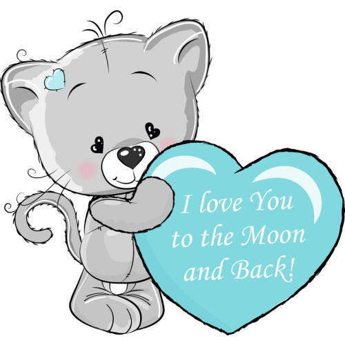I Love You to the Moon and back cicás falmatrica kék szívvel, óriás