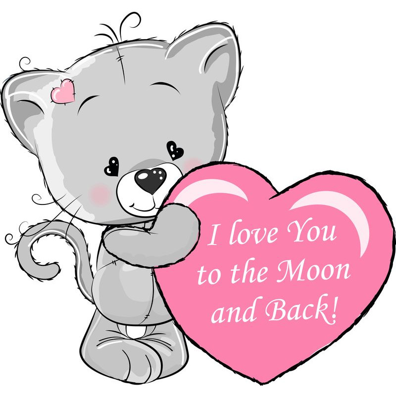 I Love You to the Moon and back cicás falmatrica pink szívvel, óriás I Love You to the Moon and back cicás falmatrica pink szívvel, óriás