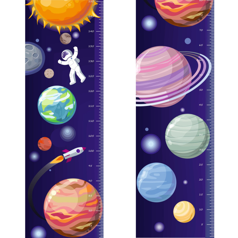 Naprendszer, bolygós prémium magasságmérős matrica | 25 cm x 150 cm