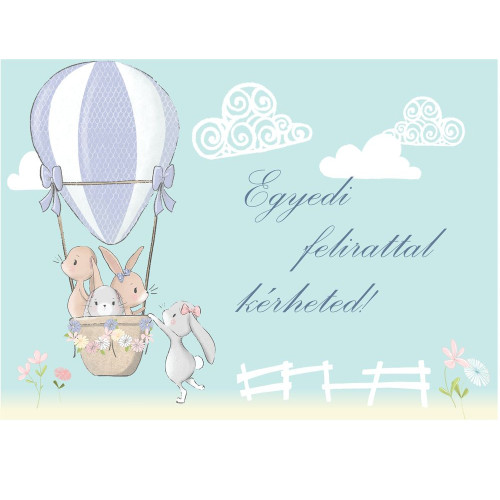 Hőlégballonos nyuszis poszter, egyedi felirattal - 300 cm x 200 cm