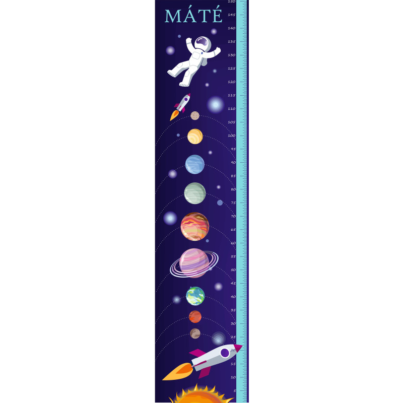 Naprendszer, bolygós magasságmérős matrica, névre szóló | 35 cm x 150 cm