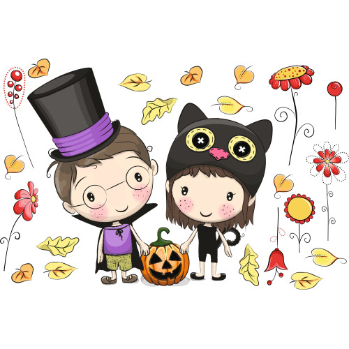 Halloweeni gyerekek falmatrica | 22 db-os szett | 70 cm x 45 cm-től