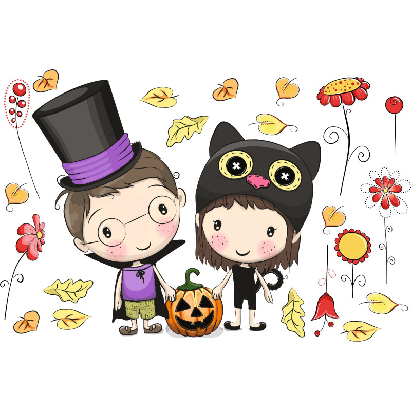 Halloweeni gyerekek falmatrica | 22 db-os szett | 70 cm x 45 cm-től