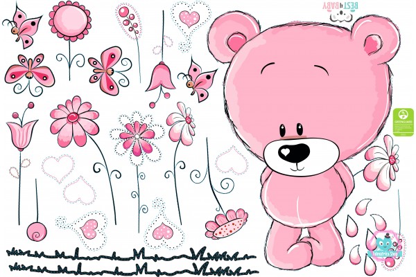 Macis falmatrica virágokkal, pink, PRÉMIUM  |  29 db-os szett | 70 cm x 45 cm-től