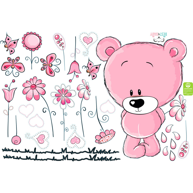 Macis falmatrica virágokkal, pink, PRÉMIUM | 29 db-os szett | 70 cm x 45 cm-től