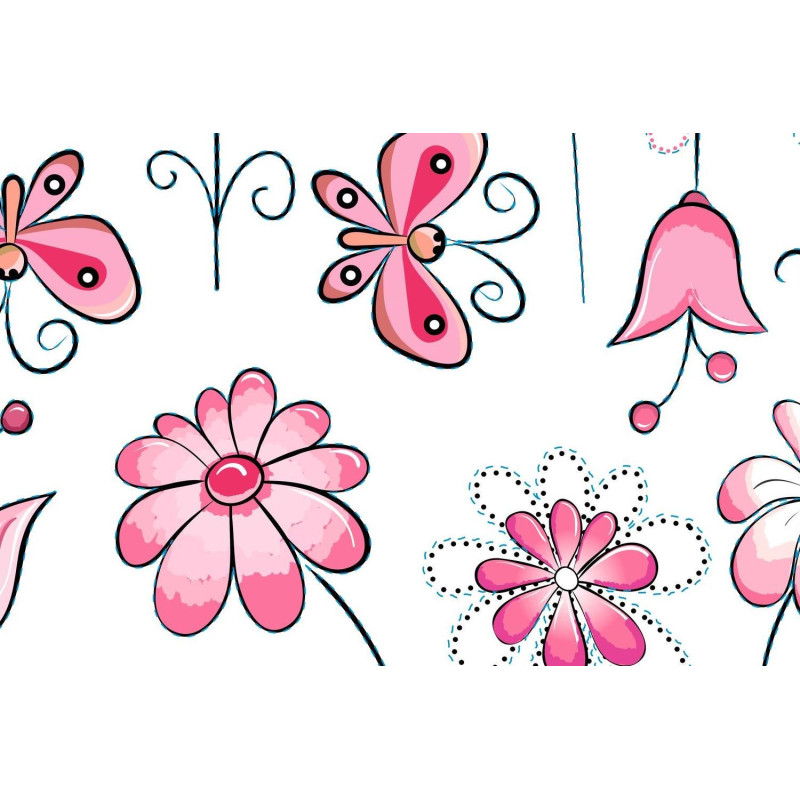 Macis falmatrica virágokkal, pink, PRÉMIUM | 29 db-os szett | 70 cm x 45 cm-től