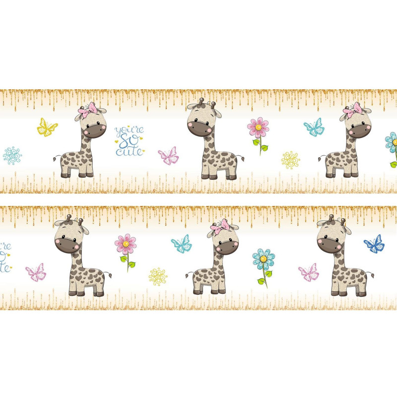 Zsiráfos arany színű csillámos bordűr | 500 cm x 16 cm