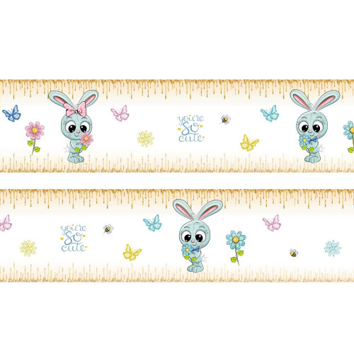 Nyuszis menta csillámos bordűr | 500 cm x 16 cm