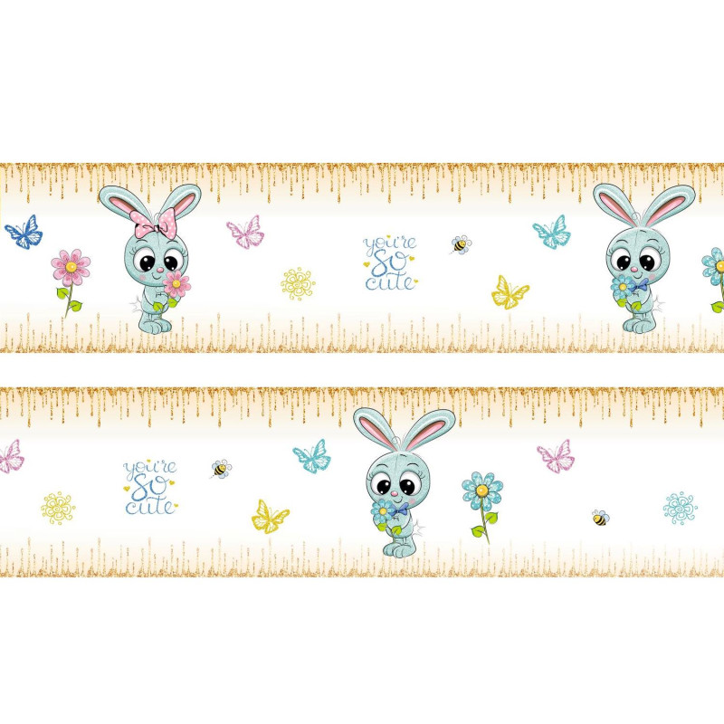 Nyuszis menta csillámos bordűr | 500 cm x 16 cm