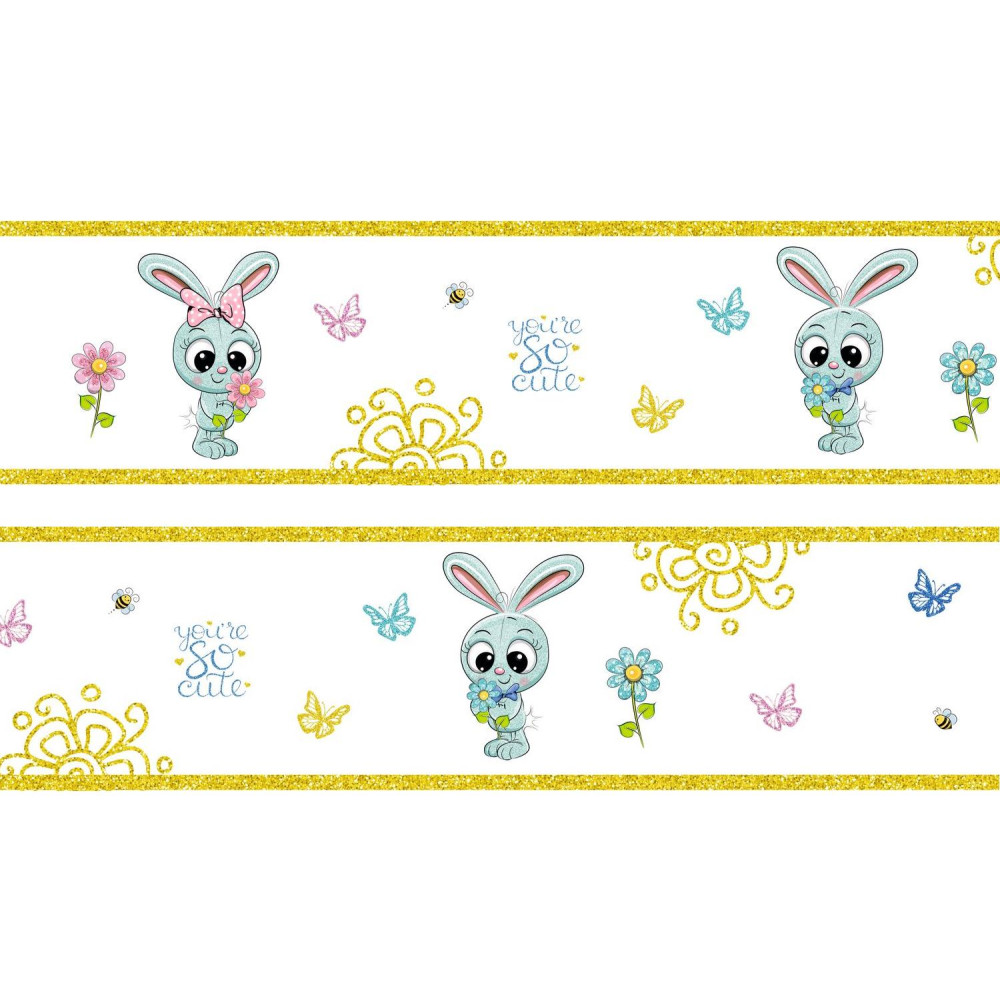 Nyuszis arany színű csillámos bordűr | 500 cm x 16 cm Nyuszis arany színű csillámos bordűr | 500 cm x 16 cm