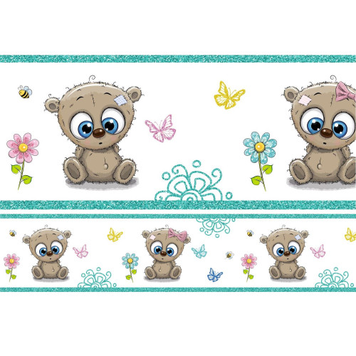 Macis menta csillámos bordűr | 500 cm x 16 cm