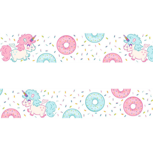 Egyszarvú, fánk türkizkék bordűr | 500 cm x 14 cm