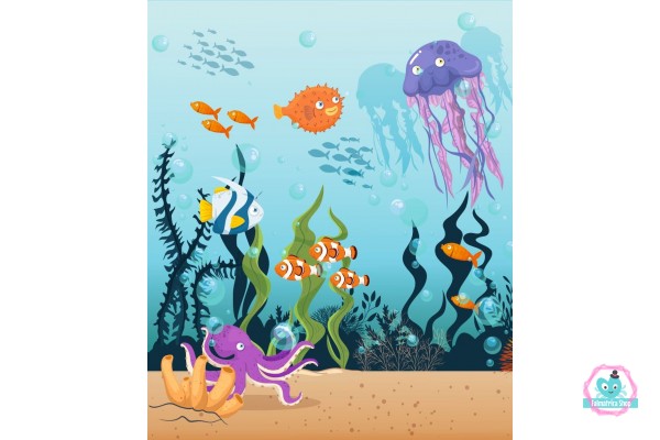 Tenger élővilága, óceán állatai poszter, függőleges I. - 220 cm x 265 cm