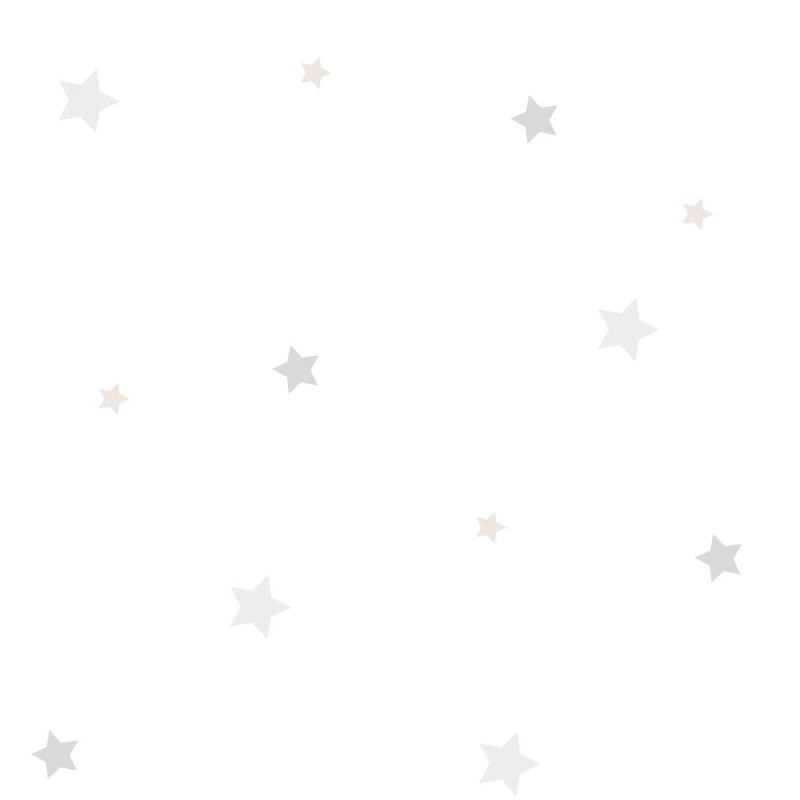 Csillagos tapéta, fehér-szürke-cappucino | 50 cm x 250 cm