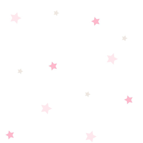 Csillagos tapéta, fehér-rózsaszín-cappucino | 50 cm x 250 cm