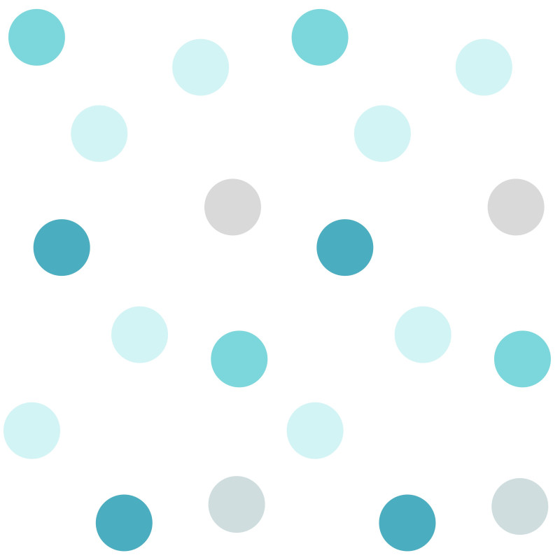 Pöttyös falmatrica, szürke-türkiz kerek faldekorációs csomag - 48 db Pöttyös falmatrica, szürke-türkiz kerek faldekorációs csomag - 48 db