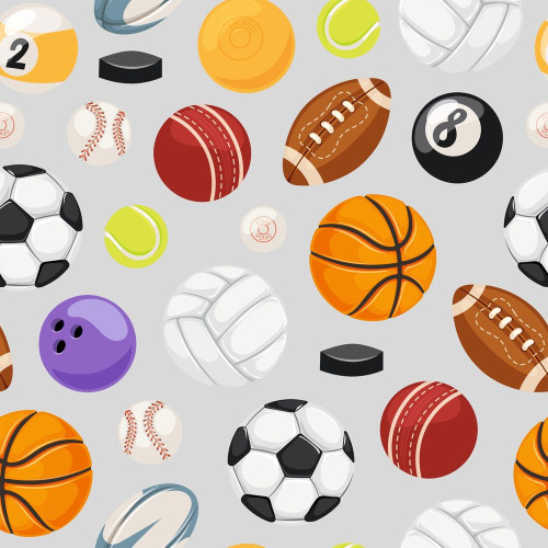 Sport labdás tapéta, szürke hátteres | 50 cm x 300 cm Sport labdás tapéta, szürke hátteres | 50 cm x 300 cm