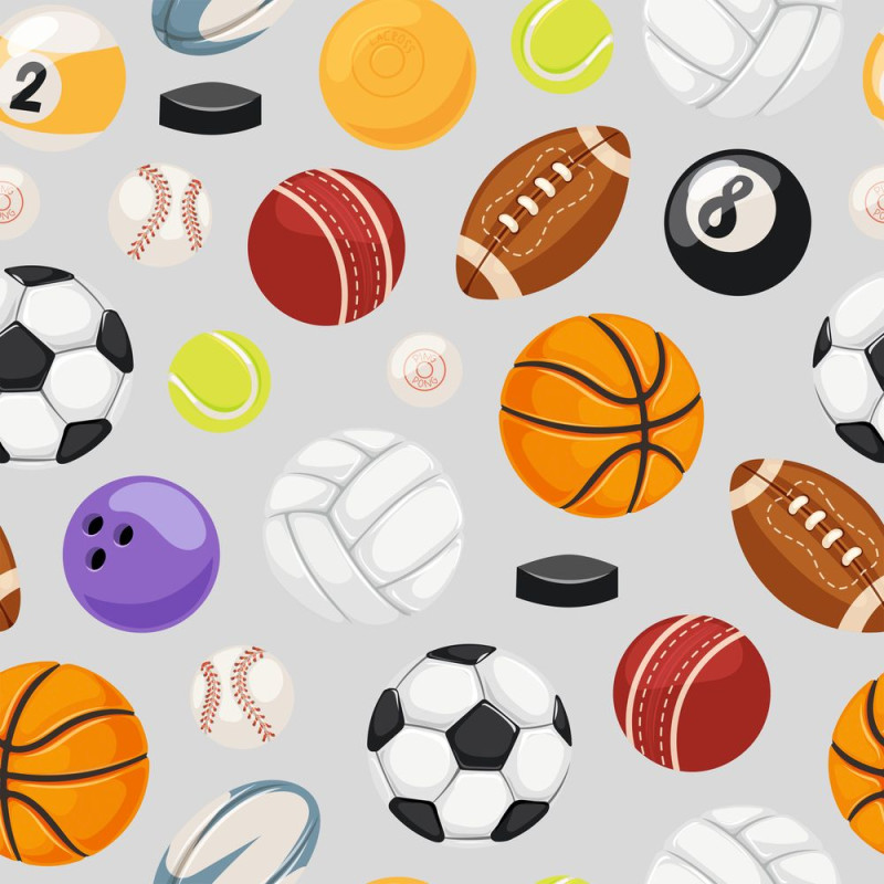 Sport labdás tapéta, szürke hátteres | 50 cm x 300 cm
