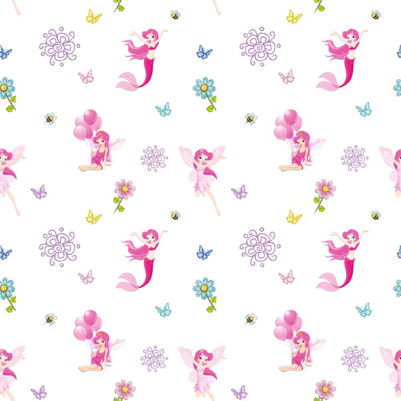 Pink tündérek lila csillámos gyerek tapéta | 50 cm x 250 cm