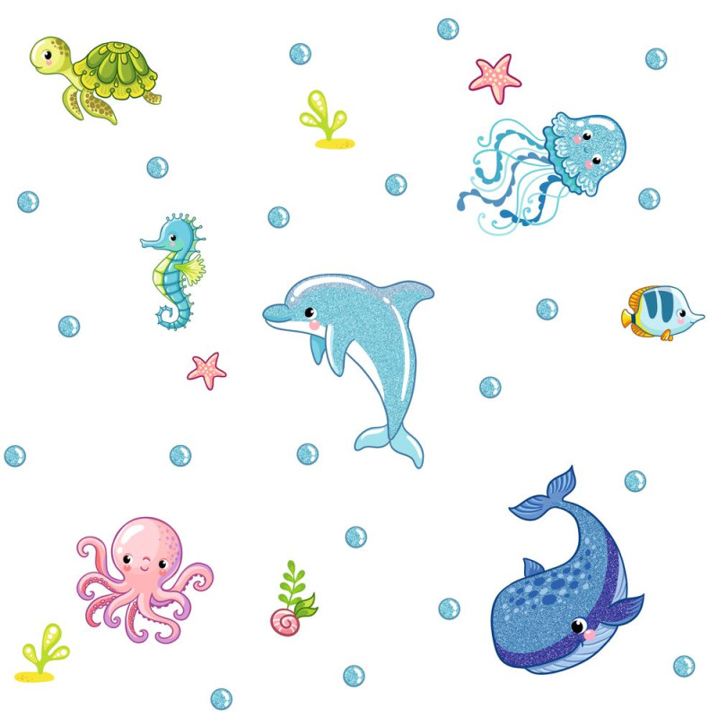 Tenger élővilága csillámos gyerek tapéta | 50 cm x 250 cm