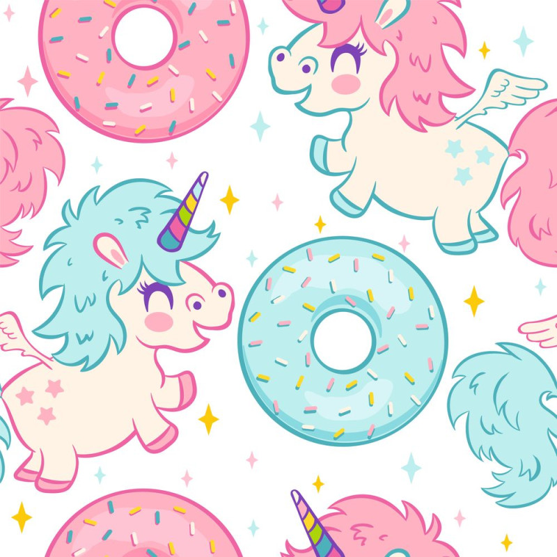 Egyszarvú és fánk tapéta | 50 cm x 300 cm