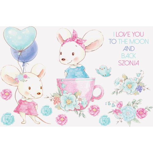 Egérke vízfesték hatású falmatrica, saját neves | 12 db-os szett | 70 cm x 45 cm-től Egérke vízfesték hatású falmatrica, saját neves | 12 db-os szett | 70 cm x 45 cm-től