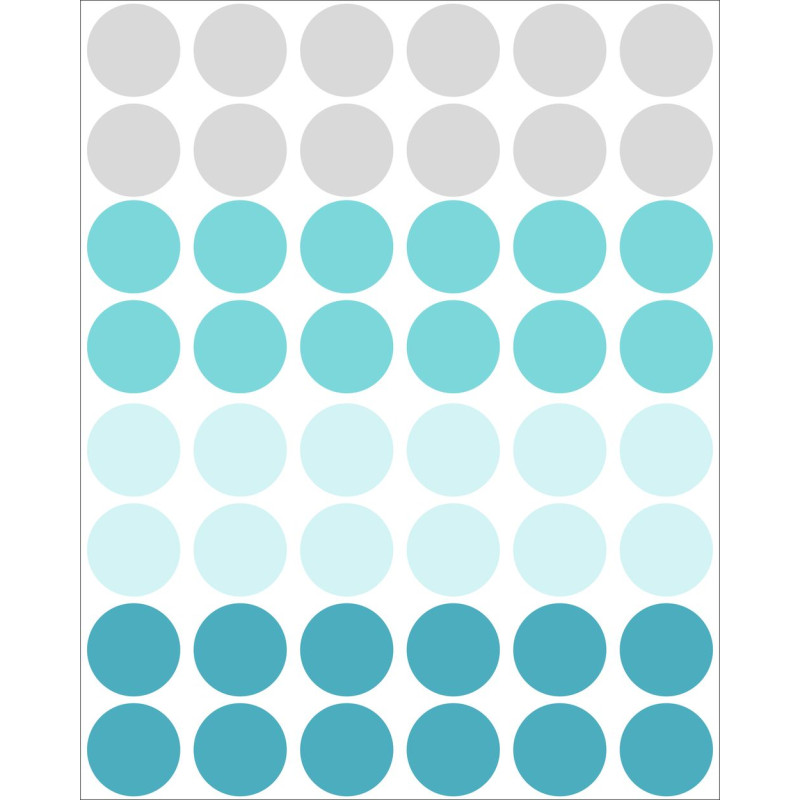 Pöttyös falmatrica, szürke-türkiz kerek faldekorációs csomag - 48 db Pöttyös falmatrica, szürke-türkiz kerek faldekorációs csomag - 48 db
