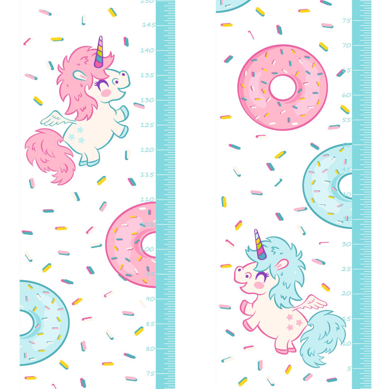 Unikornis-fánk prémium magasságmérős matrica | 35 cm x 150 cm