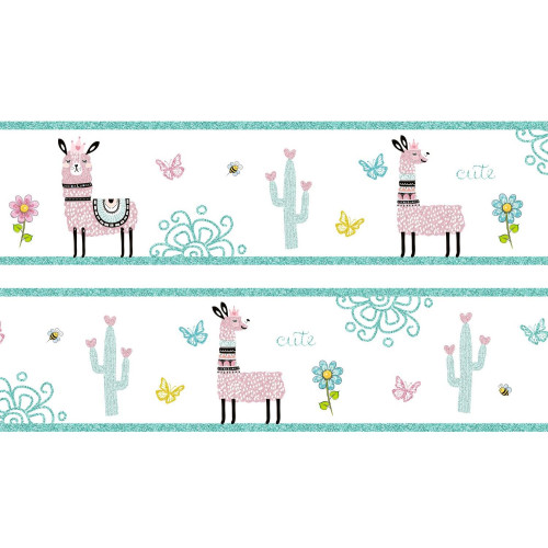 Lámás, menta zöld pasztell csillámos bordűr | 500 cm x 16 cm