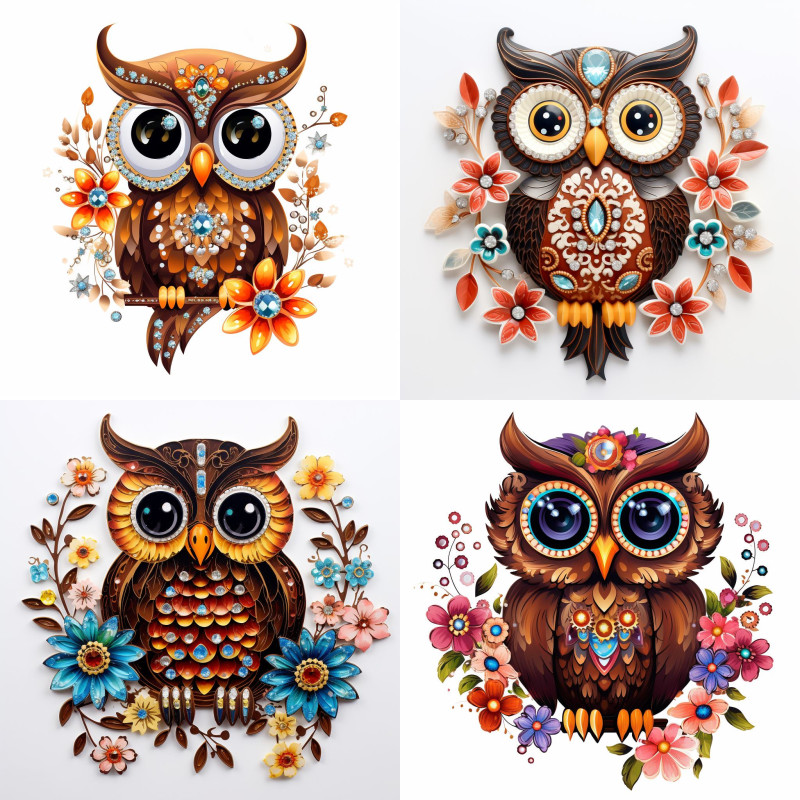 Bagoly állatos falmatrica | 8 + 24 db-os szett | 80 cm x 80 cm