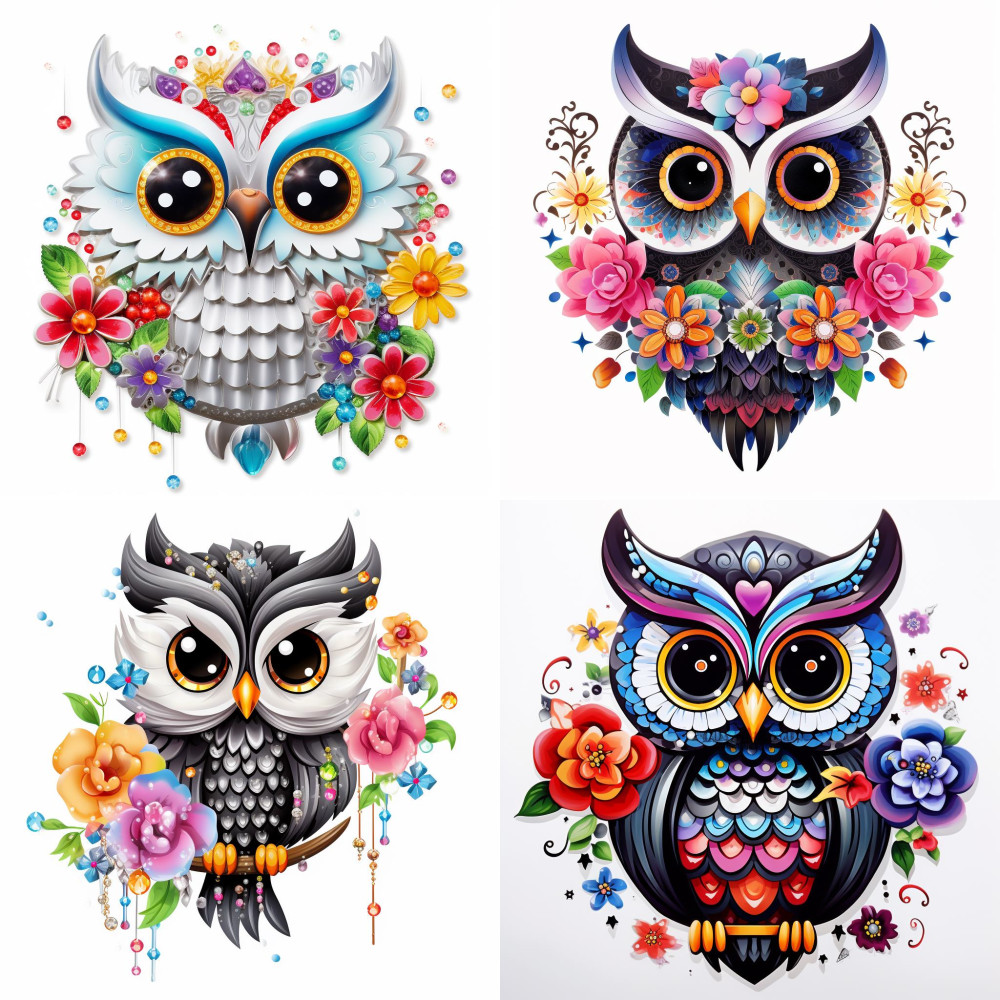 Baglyos virágos falmatrica | 8 + 24 db-os szett | 80 cm x 80 cm