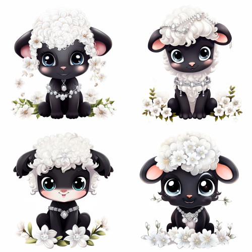 Fekete bárányos falmatrica | 8 + 24 db-os szett | 80 cm x 80 cm Fekete bárányos falmatrica | 8 + 24 db-os szett | 80 cm x 80 cm