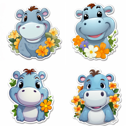 Vízilovas falmatrica, virágos | 8 + 24 db-os szett | 80 cm x 80 cm