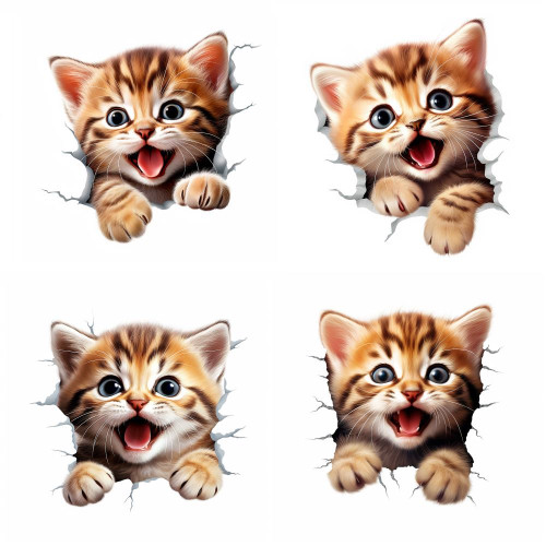 3D hatású cirmos cicás falmatrica | 8 + 24 db-os szett | 80 cm x 80 cm