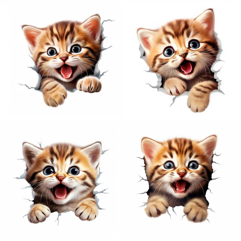 3D hatású cirmos cicás falmatrica | 8 + 24 db-os szett | 80 cm x 80 cm 3D hatású cirmos cicás falmatrica | 8 + 24 db-os szett | 80 cm x 80 cm