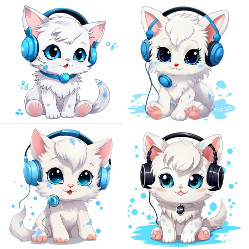 Cica fülhallgatóval zenét hallgat falmatrica | 8 + 24 db-os szett | 80 cm x 80 cm Cica fülhallgatóval zenét hallgat falmatrica | 8 + 24 db-os szett | 80 cm x 80 cm