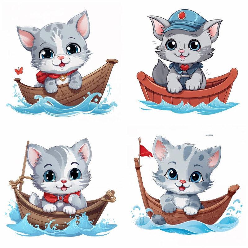 Cica hajózik a tengeren falmatrica | 8 + 24 db-os szett | 80 cm x 80 cm Cica hajózik a tengeren falmatrica | 8 + 24 db-os szett | 80 cm x 80 cm